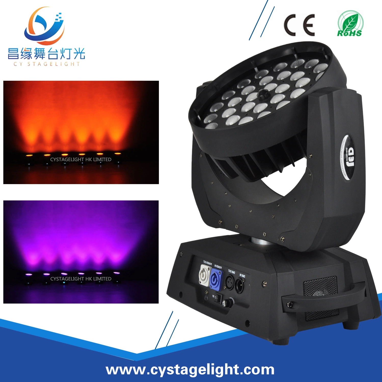 PRO DMX 4-in-1 RGBW 36X10 Zoom Wash LED Moving Head Stage Lighting