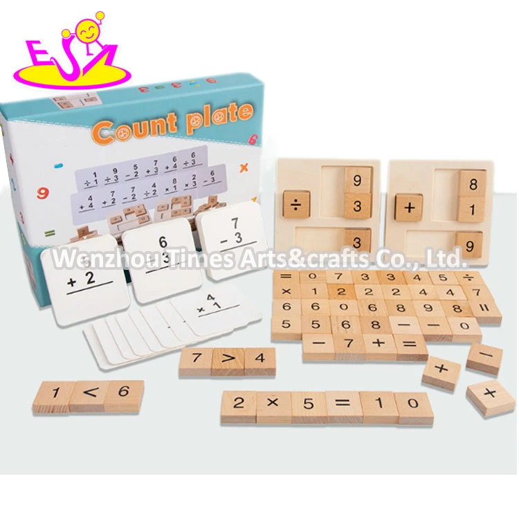 Top Sale Counting Study Wooden Cube Count Plate Toys for Kids W12e094