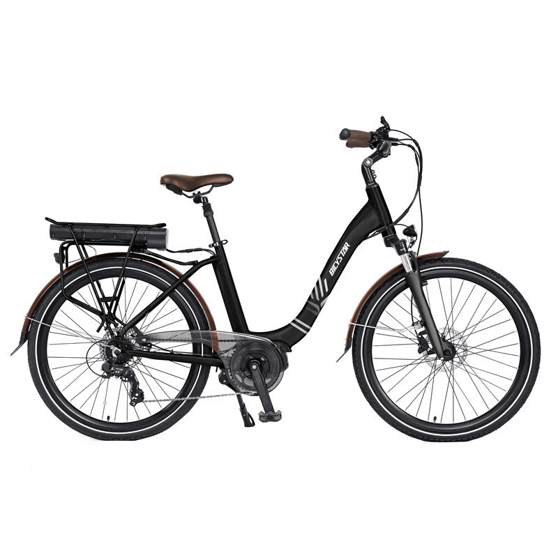 Vélo électrique de ville en gros en Chine, cadre en fibre de carbone et alliage d'aluminium, alimentation au lithium, suspension intégrale, vélo électrique de ville Bicystar à vendre