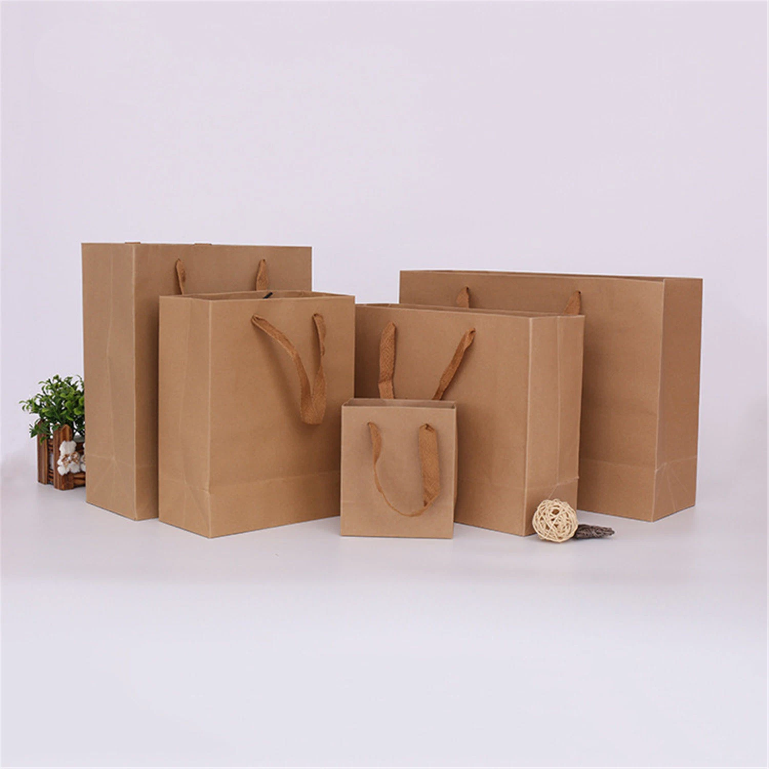 Custom Recycled Kraft Paper Shopping Bag Twist Handle Wedding Gift Bag