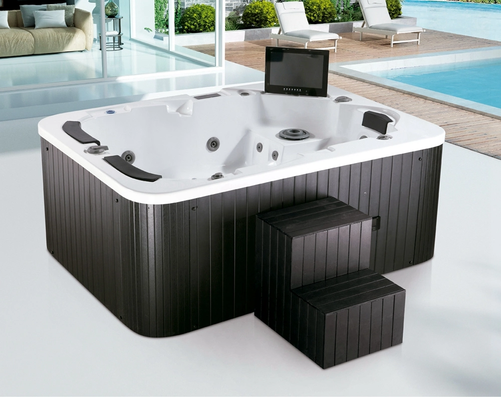 Acryl Außen Hot SPA Tubs Black Massage Badewanne