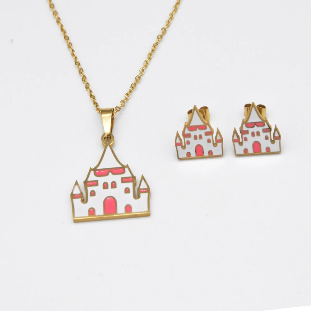 Christmas Collection Santa Claus Necklace and Earrings Claus Enamel Jewelry Set for Ladies