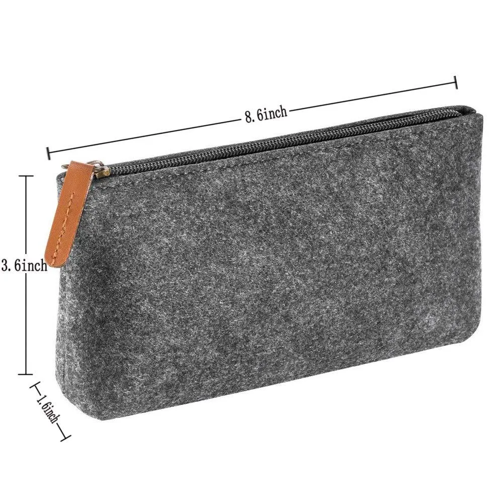 Large Capacity Pencil Pen Case Durable Felt Students Stationery Pouch Pencil Bag