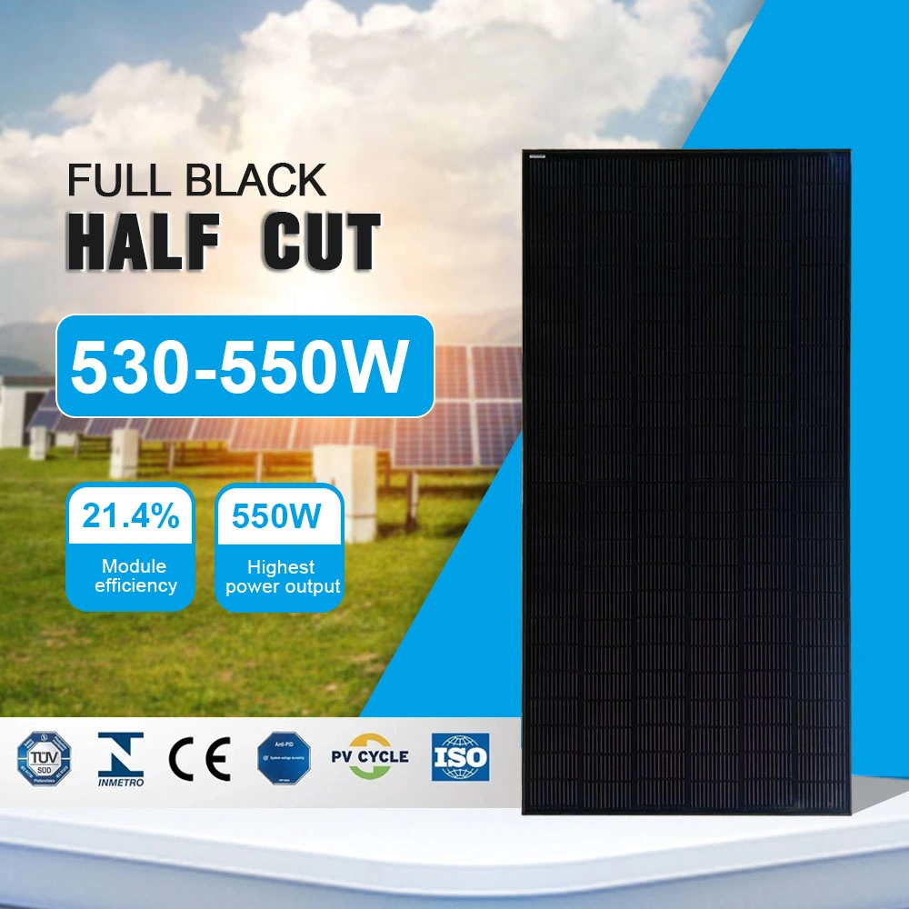 Heterojunction Solar Cell Full-Black 530W 540W 550W Solar Panel preço Energia renovável solar