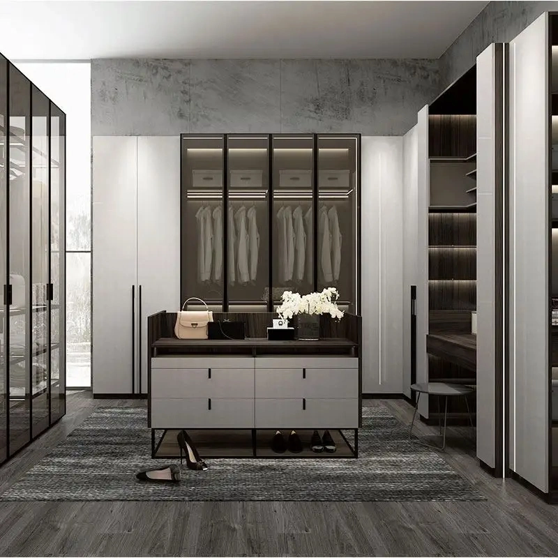 Custom Made Bedroom Furniture Grey Walk in Wardrobe Systems Flat Pack Wardrobe Organizer Storage Closet Cabinet