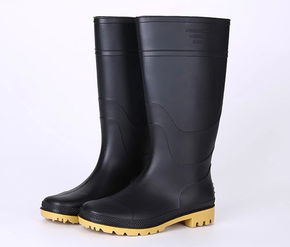 Custom Logo Oil Acid Alkali Resistant Waterproof Anti Slip Light Weight Cheap Black Non Safety Garden Work PVC Rain Boots with CE