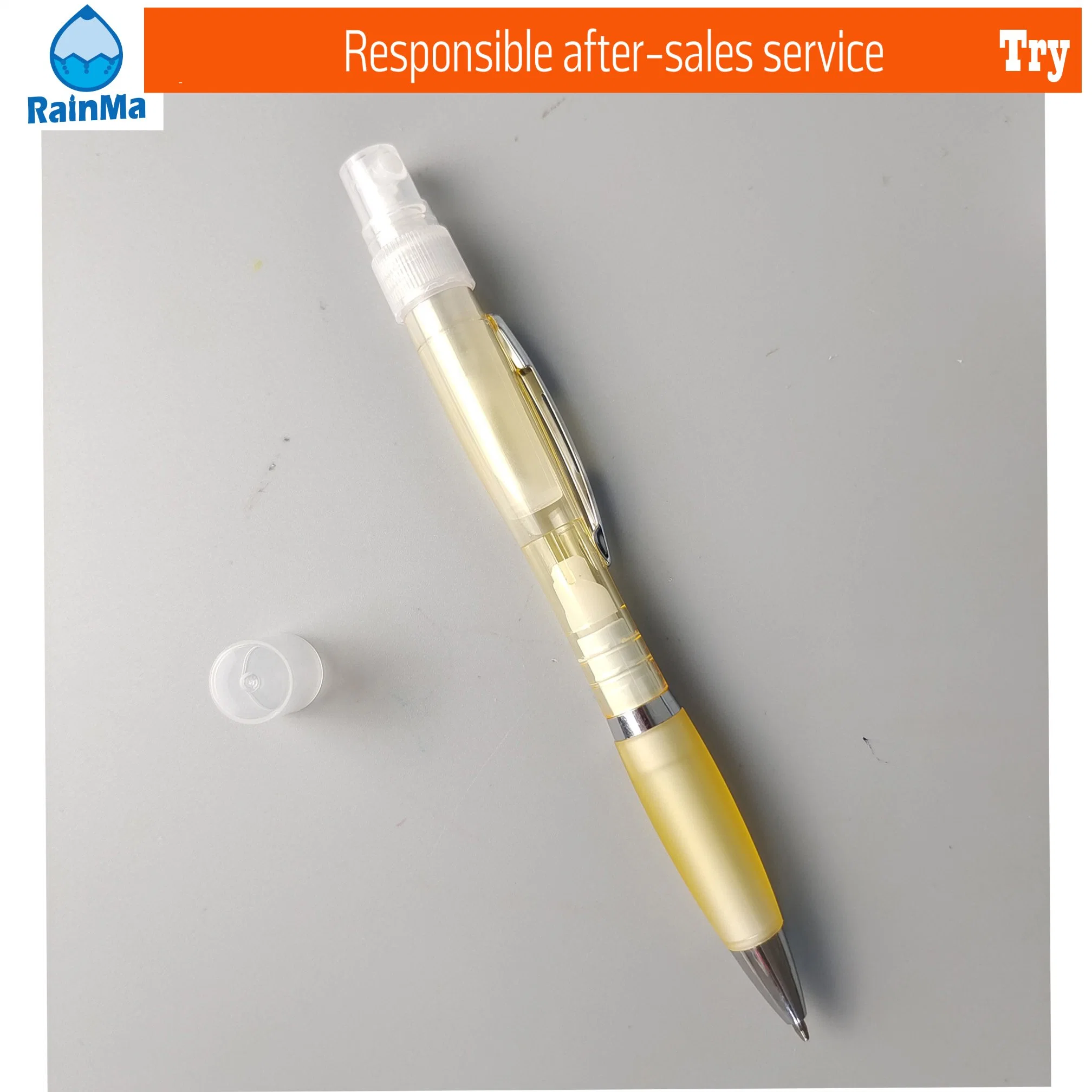 La promoción de pulverización de Alcohol Bolígrafo con varilla de lápiz de color transparente y el logotipo de Custom