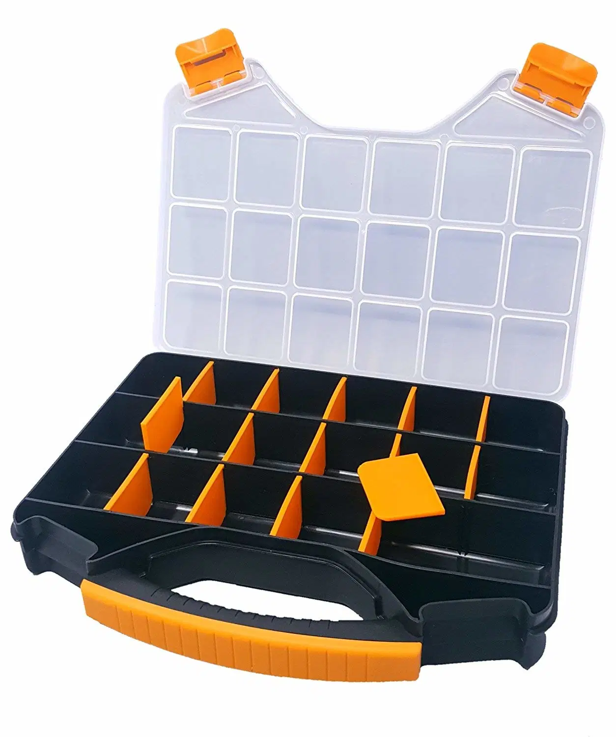 Hardware Organizer Box with Dividers 18 Compartments Small Parts Organizer with Accessible Hinged Lid