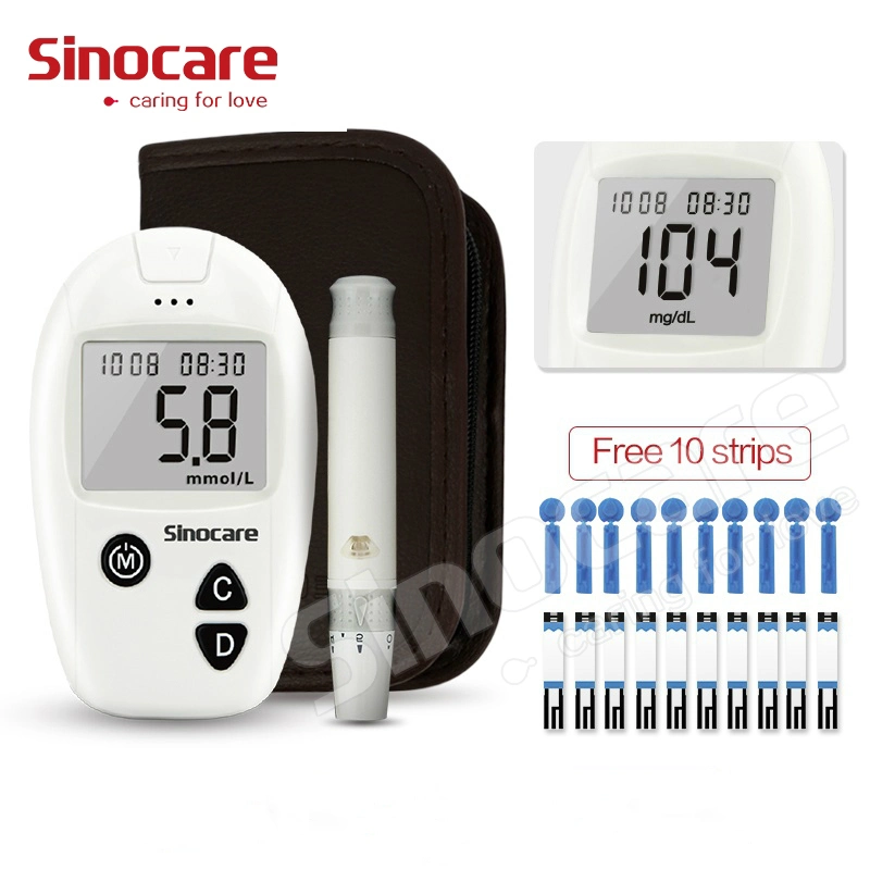 Sinocare hôpital de soins à domicile de votre glucomètre portable Code libre de sucre sanguin rapide Vérifier glucomètre