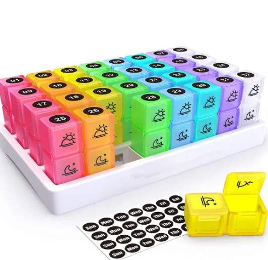 32 Compartments Colorful Plastic Pill Box Medicine Organizer Case