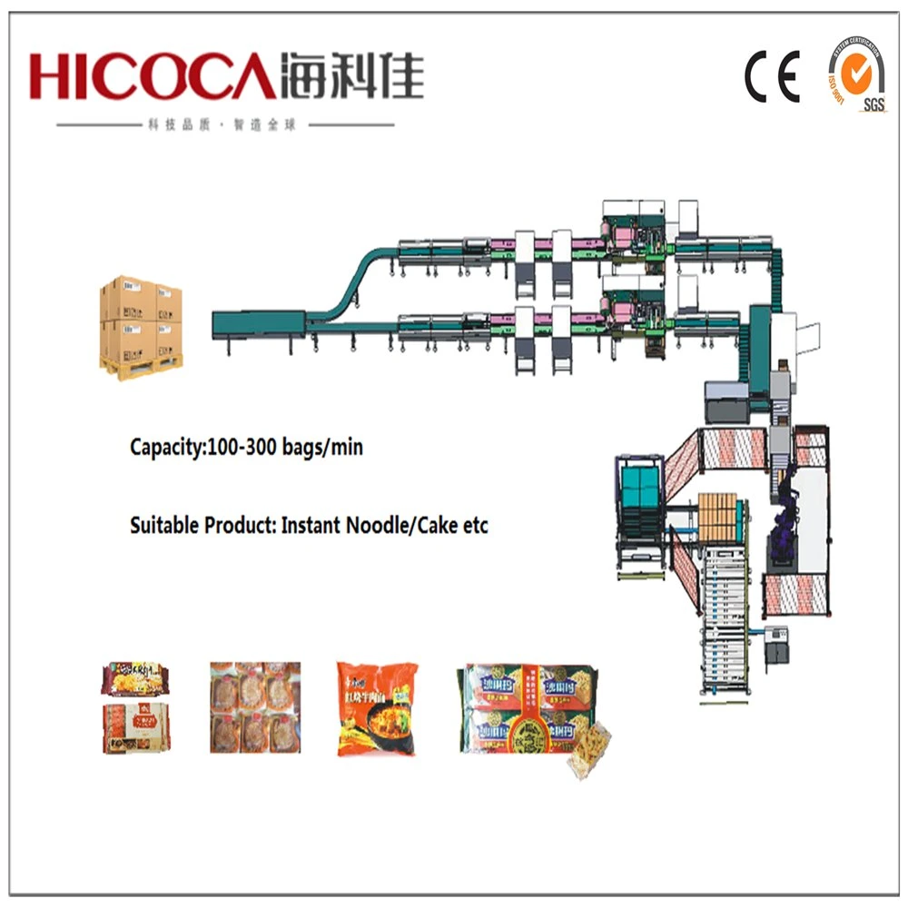 Automatic Carton Pouch Packing Machine with Case Box Sealing Erecting