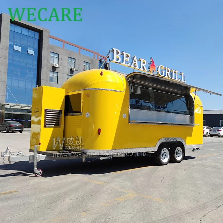 Wecare Custom Mobile Ice Cream Coffee Fast Food Carts Full Equipped Airstream Food Truck Trailer with Full Kitchen for Sale