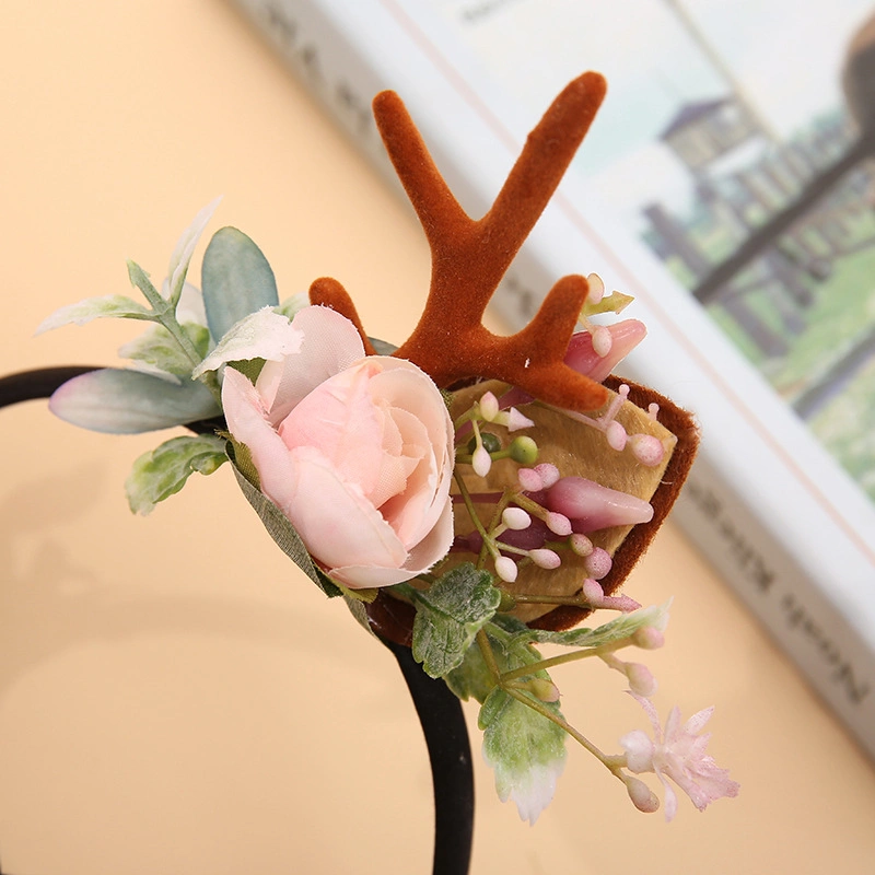 Factory Wholesale/Supplier Female Moose Headband Hair Band Christmas Antler Headdress Photo Studio Photo Props Hair Accessories