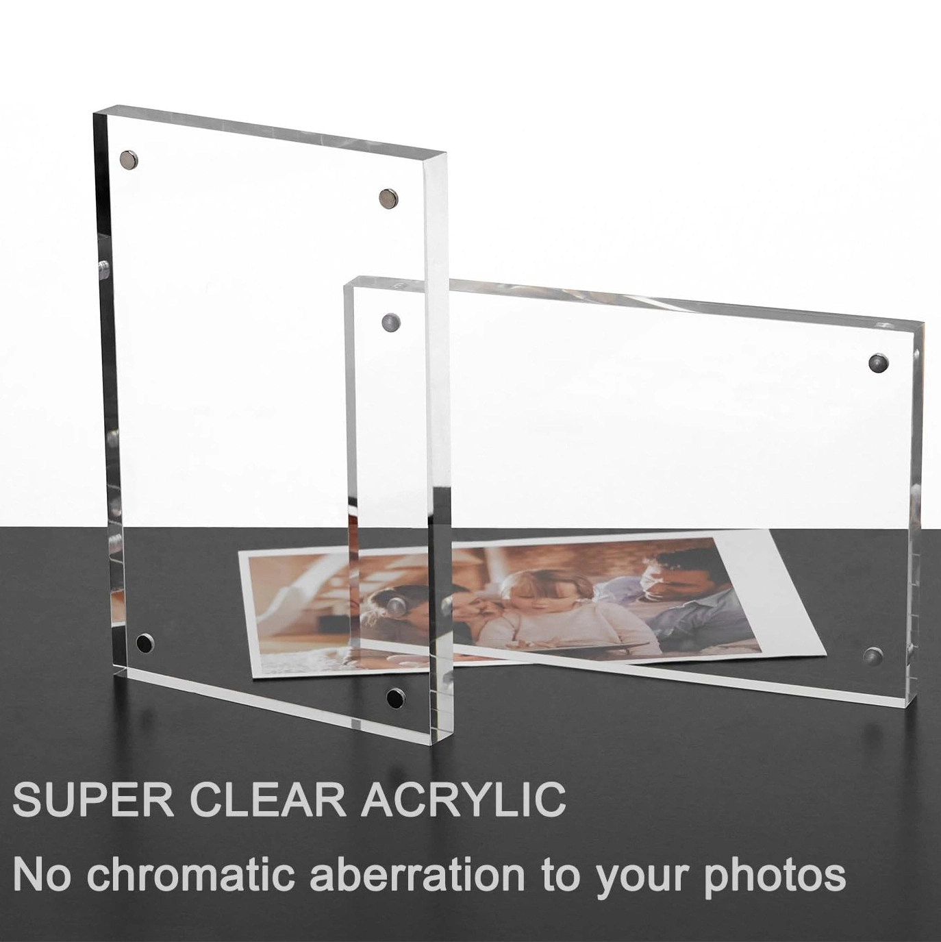 Clear Magnetic Plexiglass Photo Holder Block para decoración de hogar