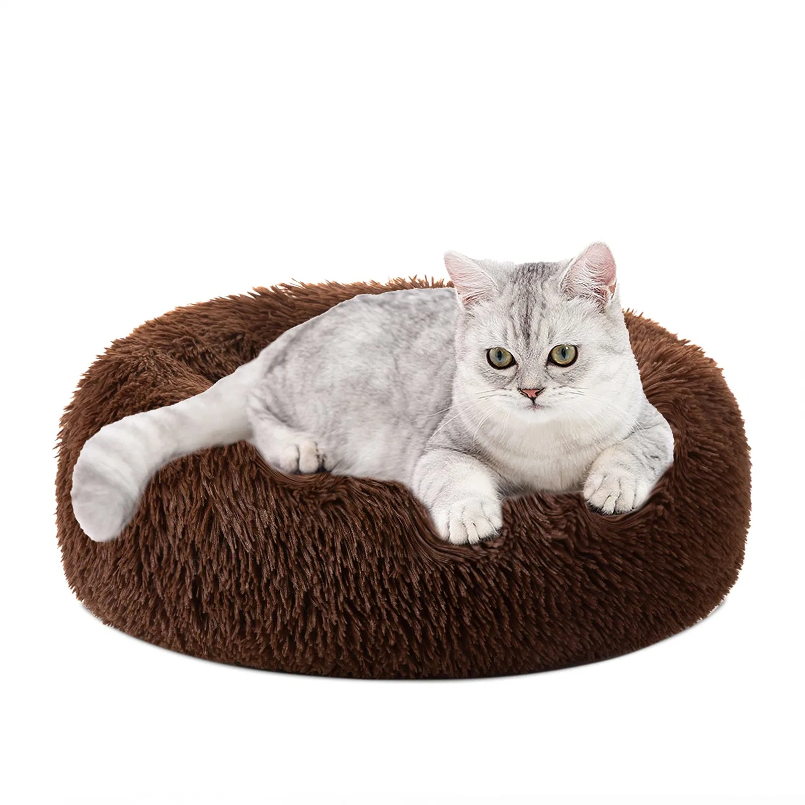 Anti-Anxiety Pet Dog Cat Warm Fluffy Puppy Cushion Mat Donut Bed