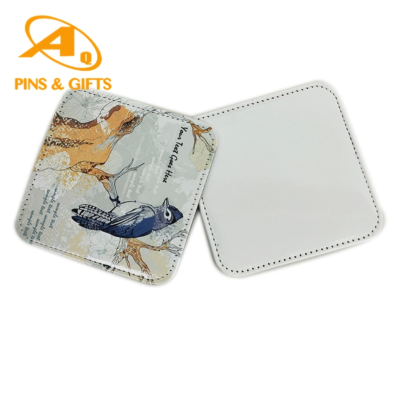 Custom Printing Fashionable Debossed Round PU Tablemat for Promotion Bamboo Cup Mat Set Wholesale/Supplier Kitchen Trivet Leather Coaster