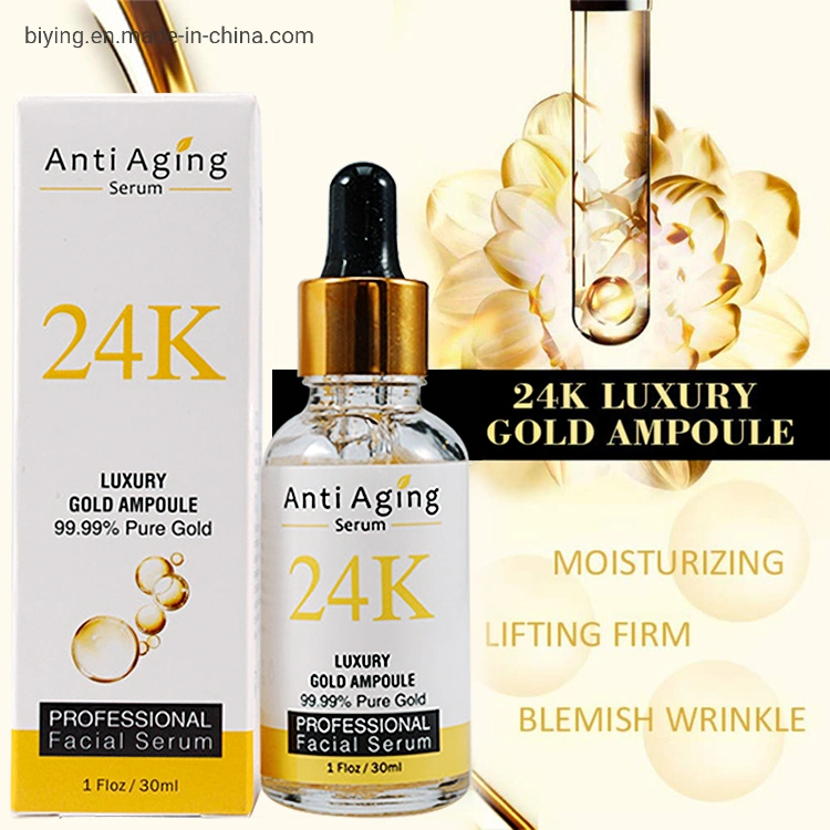 Private Label Luxury Facial Serum Moisturizing Firming Whitening Facial Essence Anti Aging Wrinkle 24K Gold Skin Care Face Serum