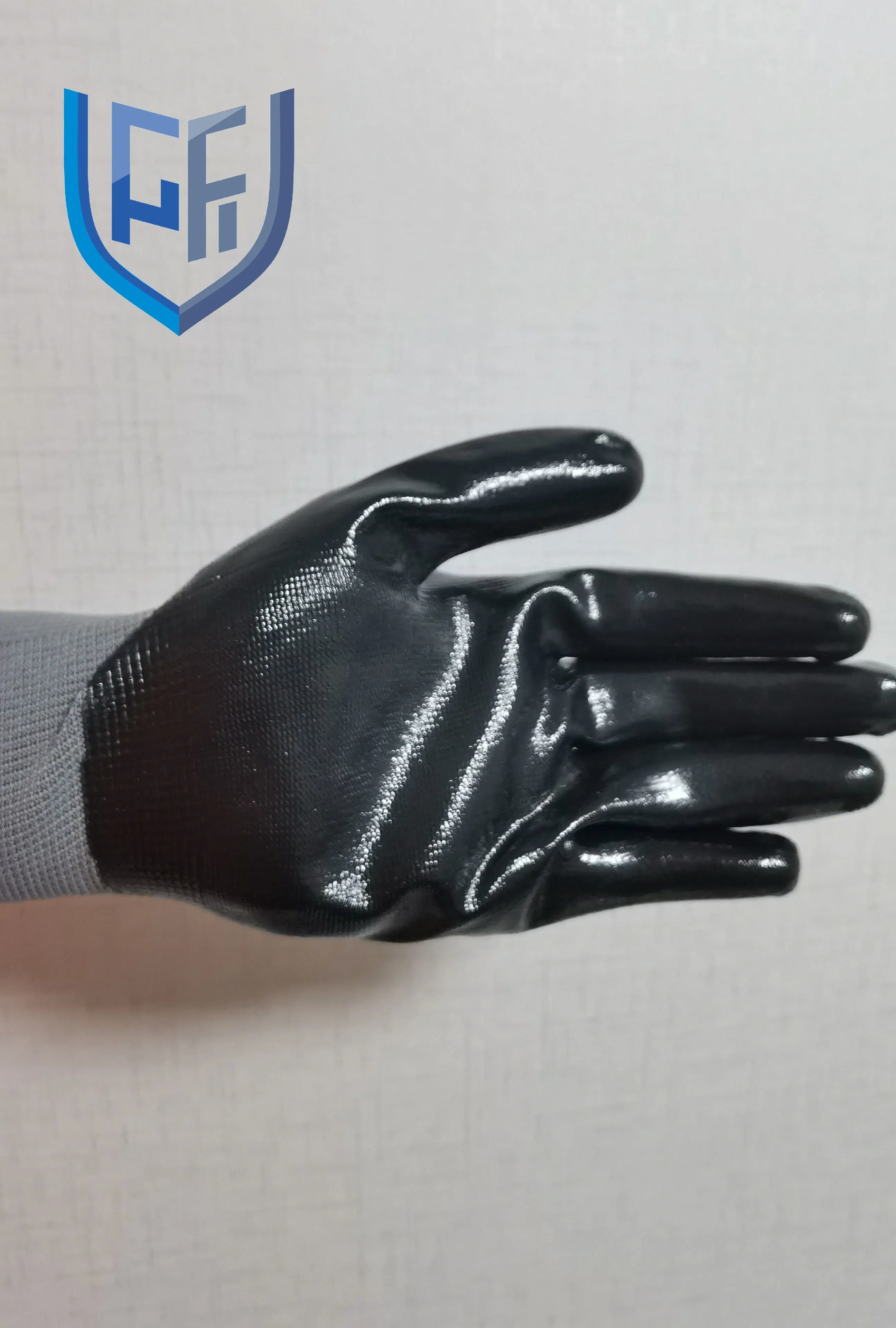 13G Polyester Shell Black Nitrile Coated Glove Assembly Machining Automotive