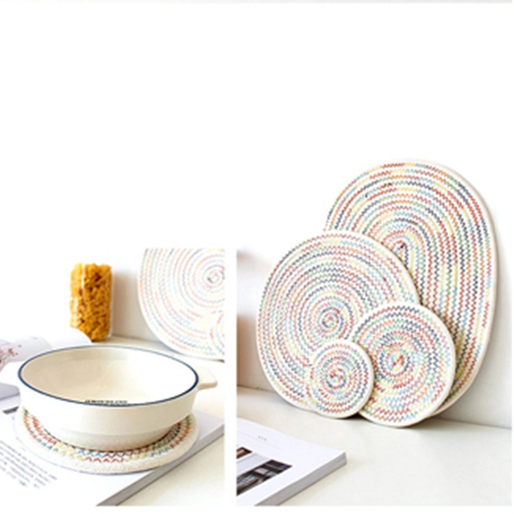 Colored Cotton Thread Woven Decorative Thickened Pot Mat Cotton Woven Placemats