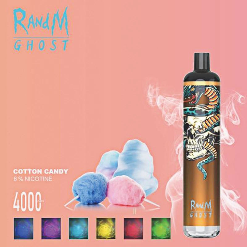 Горячие продажи оригинальных 10 кухни с красивыми RGB светлый оригинал Randm Ghost 4000 Puffs аккумулятор одноразовые Pod испаритель