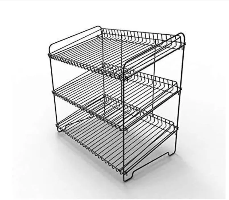 Metal Store Floor Wire Grid Supermarket Wine Display Stand Shelf Rack