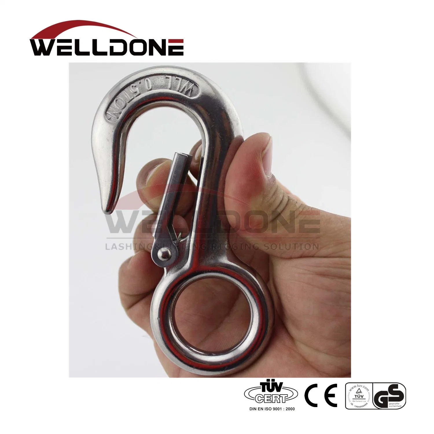 316 304 Stainless Steel Metal Hardware Large Fixed Eye Slip Crane Hook for Lifting