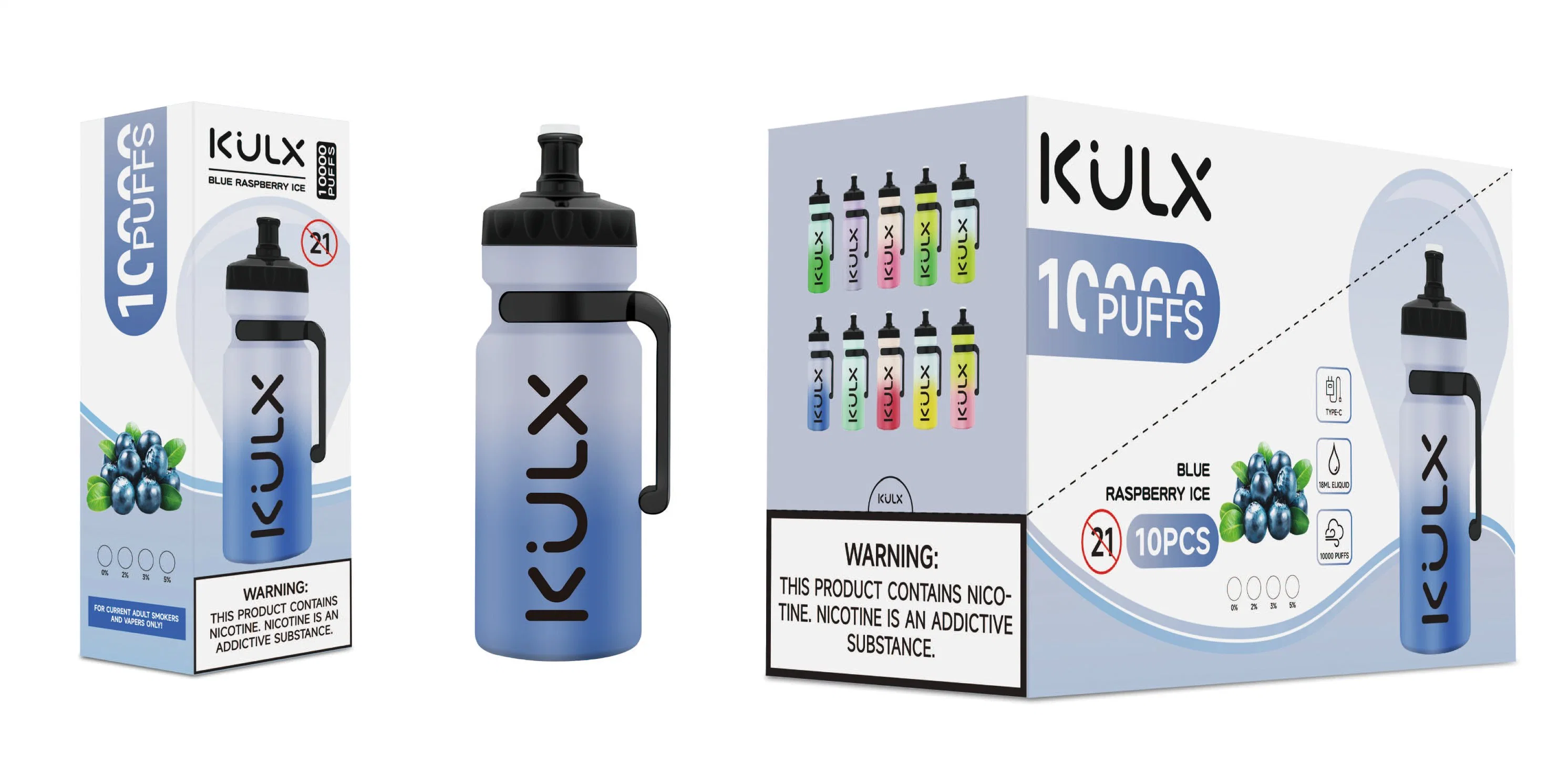 Original Kulx 10000/10K Puffs Rechargeble Type-C Mesh Coil E Cigarette Vape Pen Disposable Vape