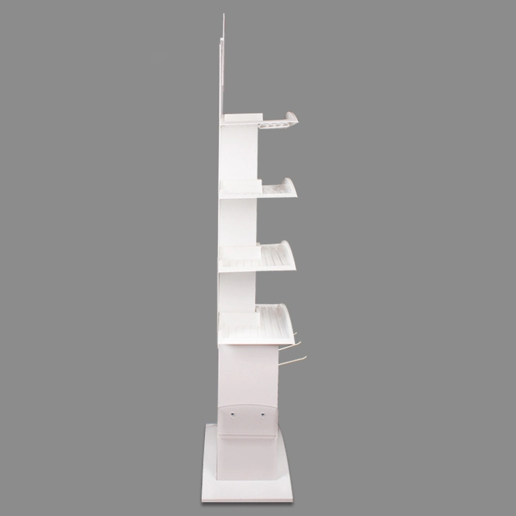 Customized Floor White PVC Cosmetics Display 4 Tiers Display Stand