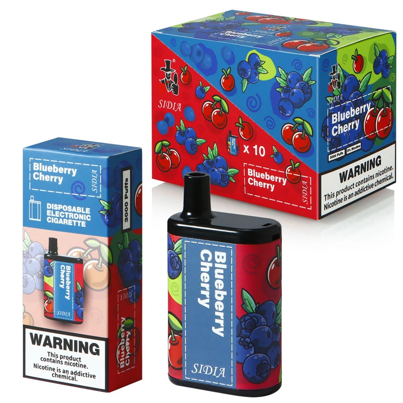 Comercio al por mayor Sidia 3000 inhalaciones 10 ml de Vape desechables pluma de Blueberry Cherry