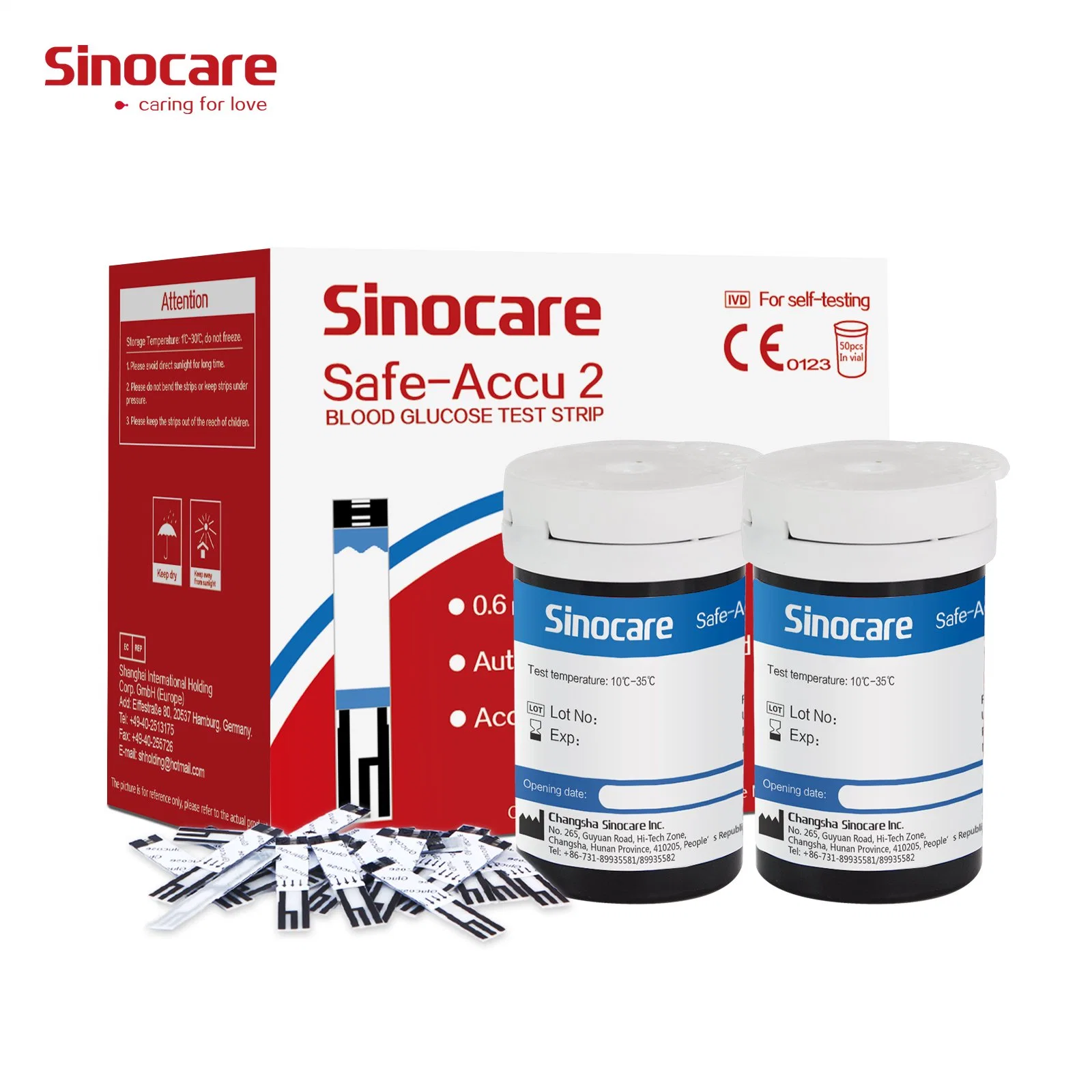 Tiras de prueba diabética de Sinocare CE aprobado autoexamen de la diabetes en Home Hospital Digital Glucómetro Smart sangre azúcar glucómetro