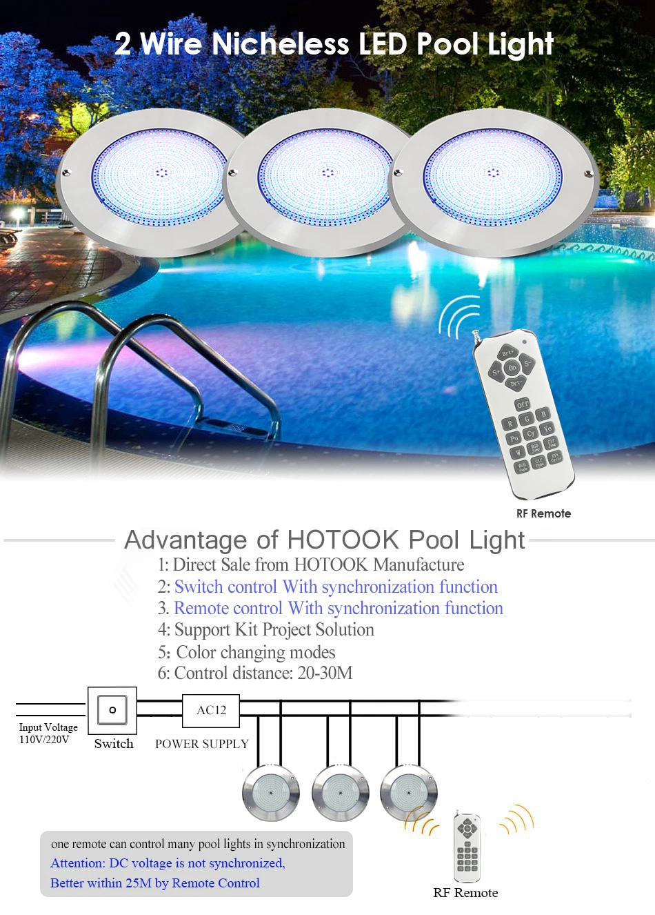 El proyecto Smart APP Hotook WiFi Kit de control de la música de la piscina de luz LED