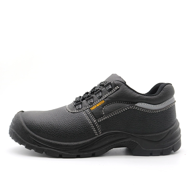 Tiger Master Black Cow Leather Upper Anti Slip PU Sole Prevent Puncture Industrial Safety Shoes with Steel Toe
