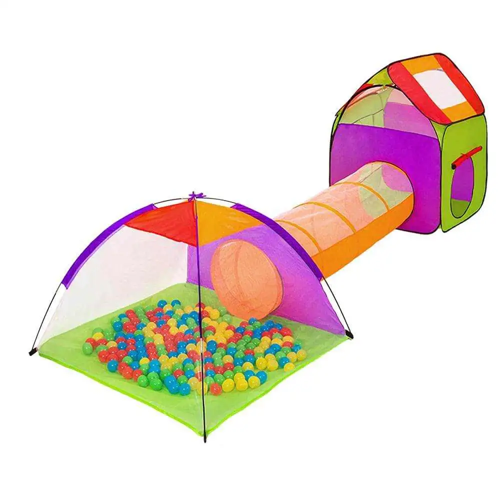 3 in 1 Kids Pop up House Play Tent with Tunnel Combo