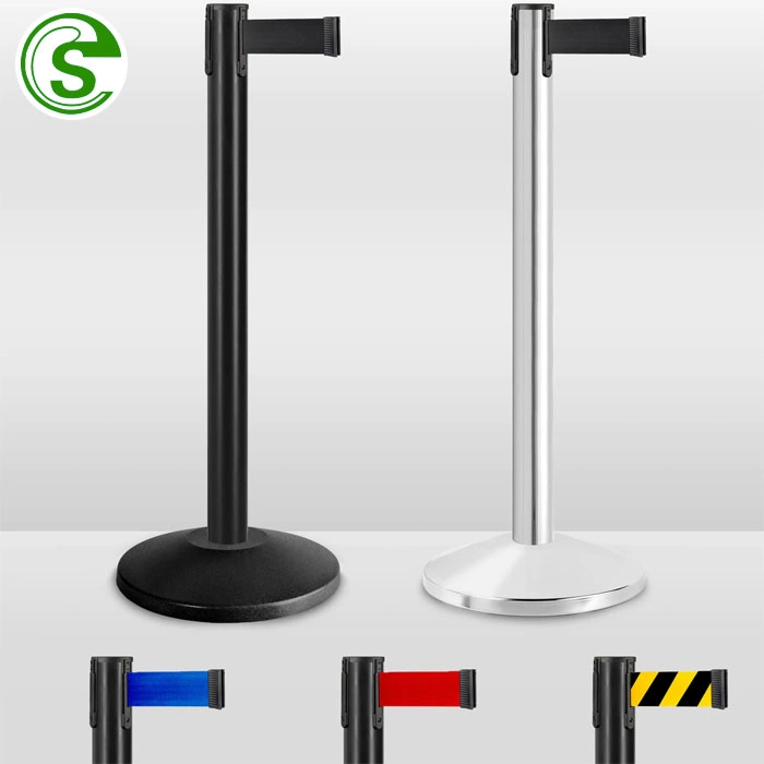 High quality/High cost performance  Steel Crowd Control Retractable Belt Barrier Pole