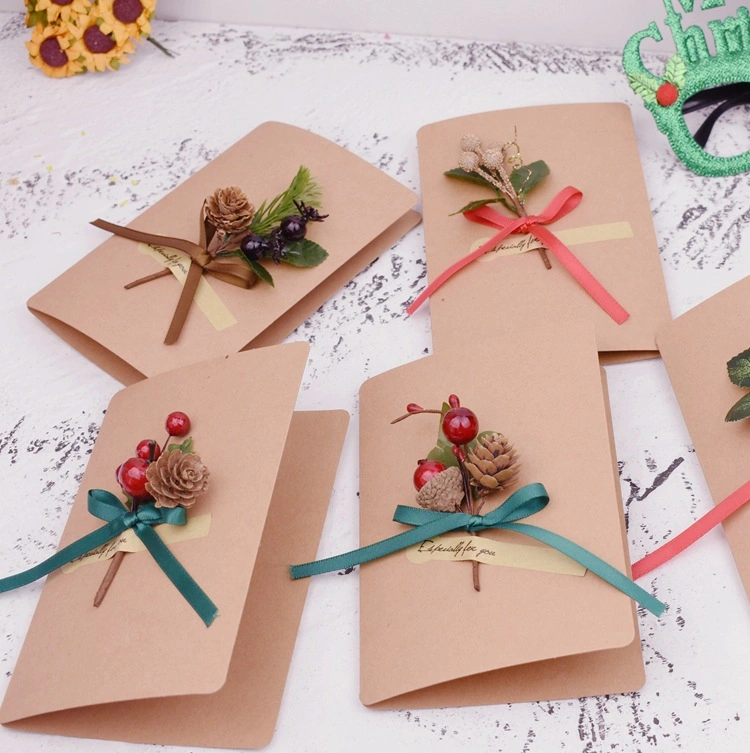 Christmas Pine Needle Fruit Branch, Plastic Dried Flowers Greeting Card Accessories, Tote Bag Box DIY Handmade, Christmas Card