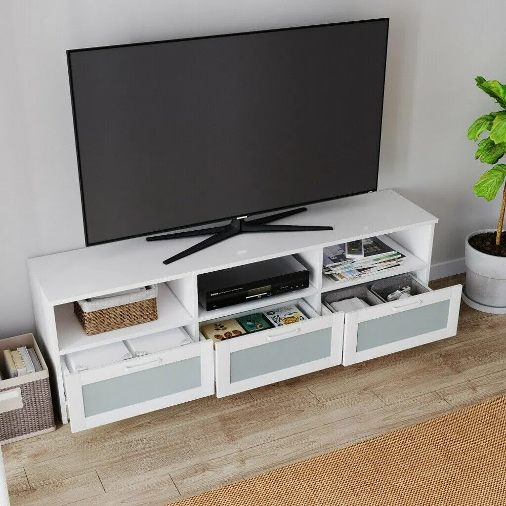 Cheap China Wholesale/Supplier Home Living Room Furniture TV Table White Wood TV Stand Unit Extended MDF Wooden Long TV Cabinet with Wooden Legs