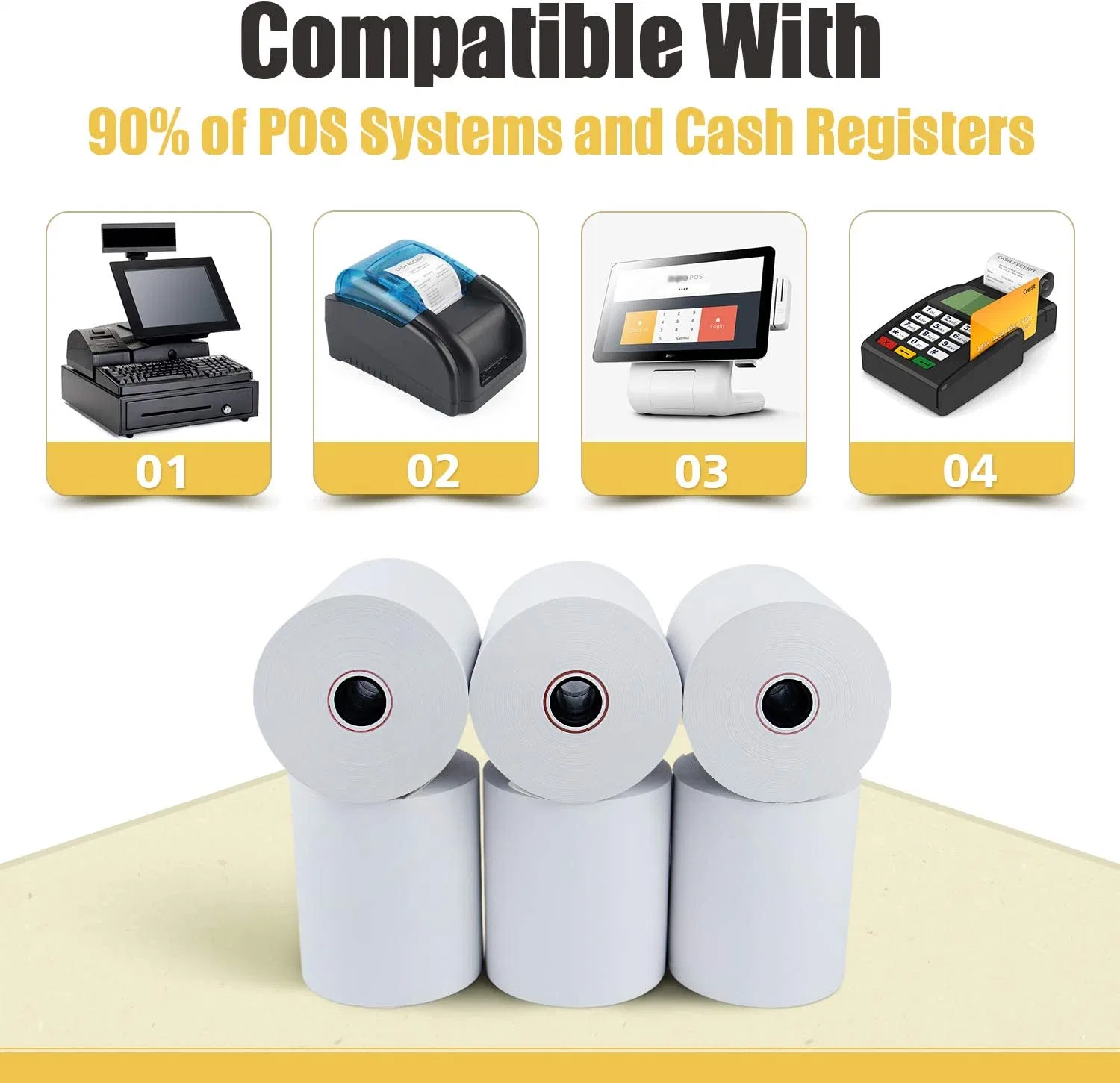 Custom POS recepción térmica papel térmico de Consumibles de oficina bancaria rollos de chip y PIN