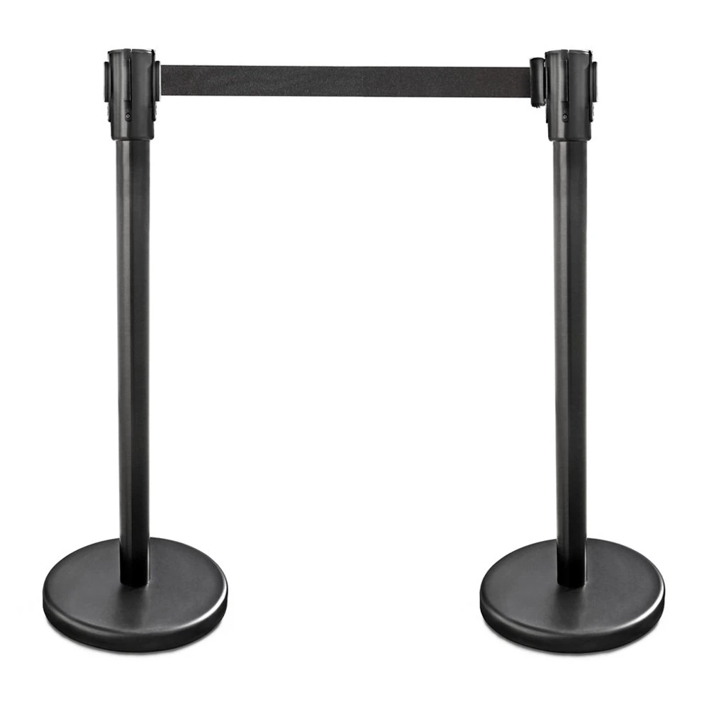 4-Way Connection Black Durable Stanchion Post Security Pole Crowd Control Queue Barrier