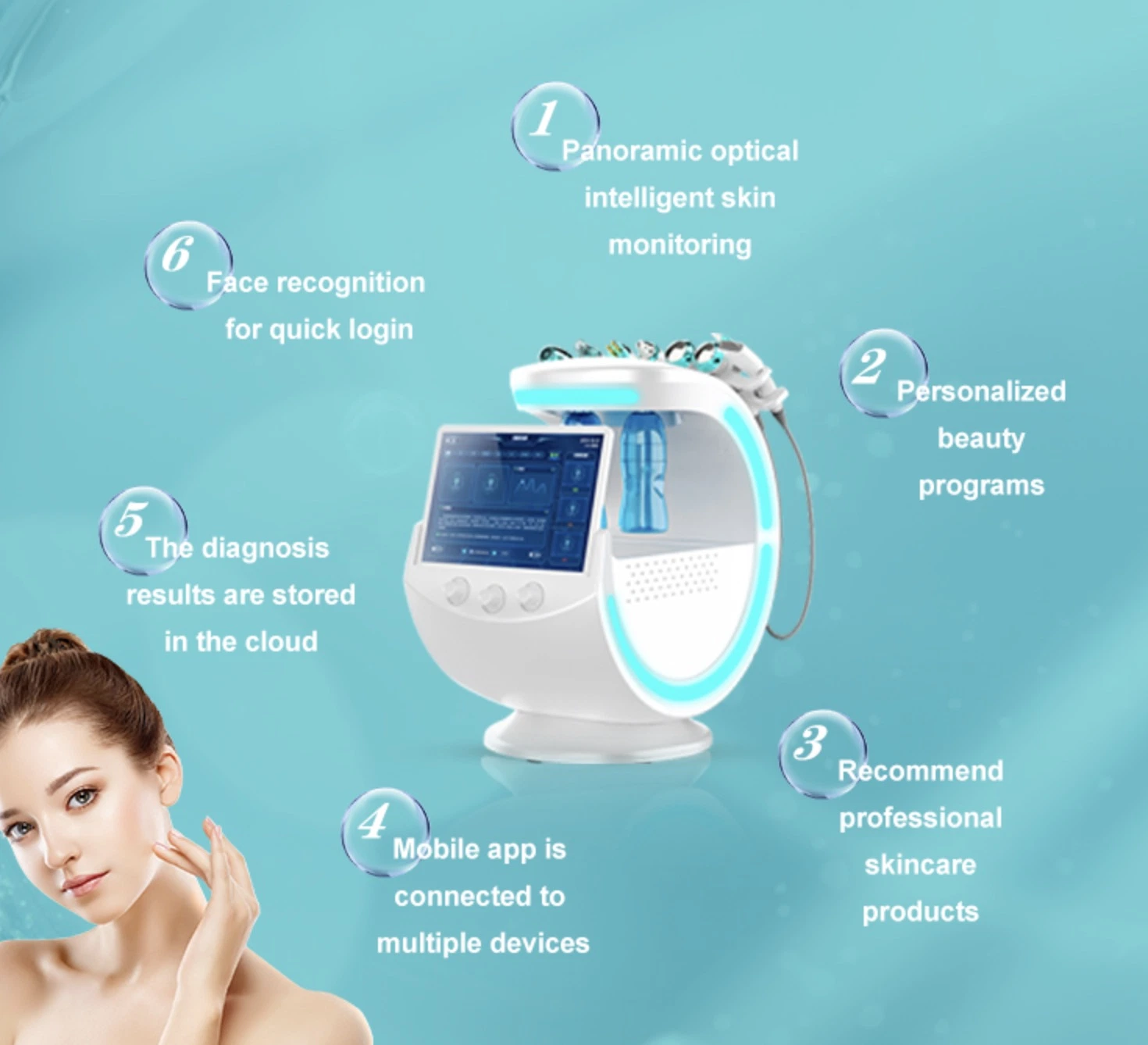 7 in 1 Skin Analyzer Dermabrasion Oxygen Jet for Skin Care Face Lifting Deep Cleaning New Skin Analyzer+Diamond Dermabrasion Oxygen Skin Cleaning Skin Rejuvenat