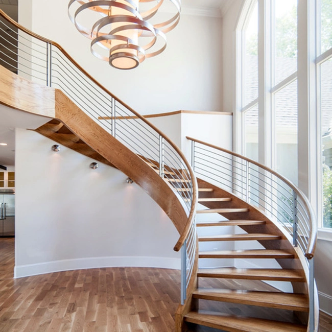 Modern House Stainless Steel / Carbon Steel Curved Staircase