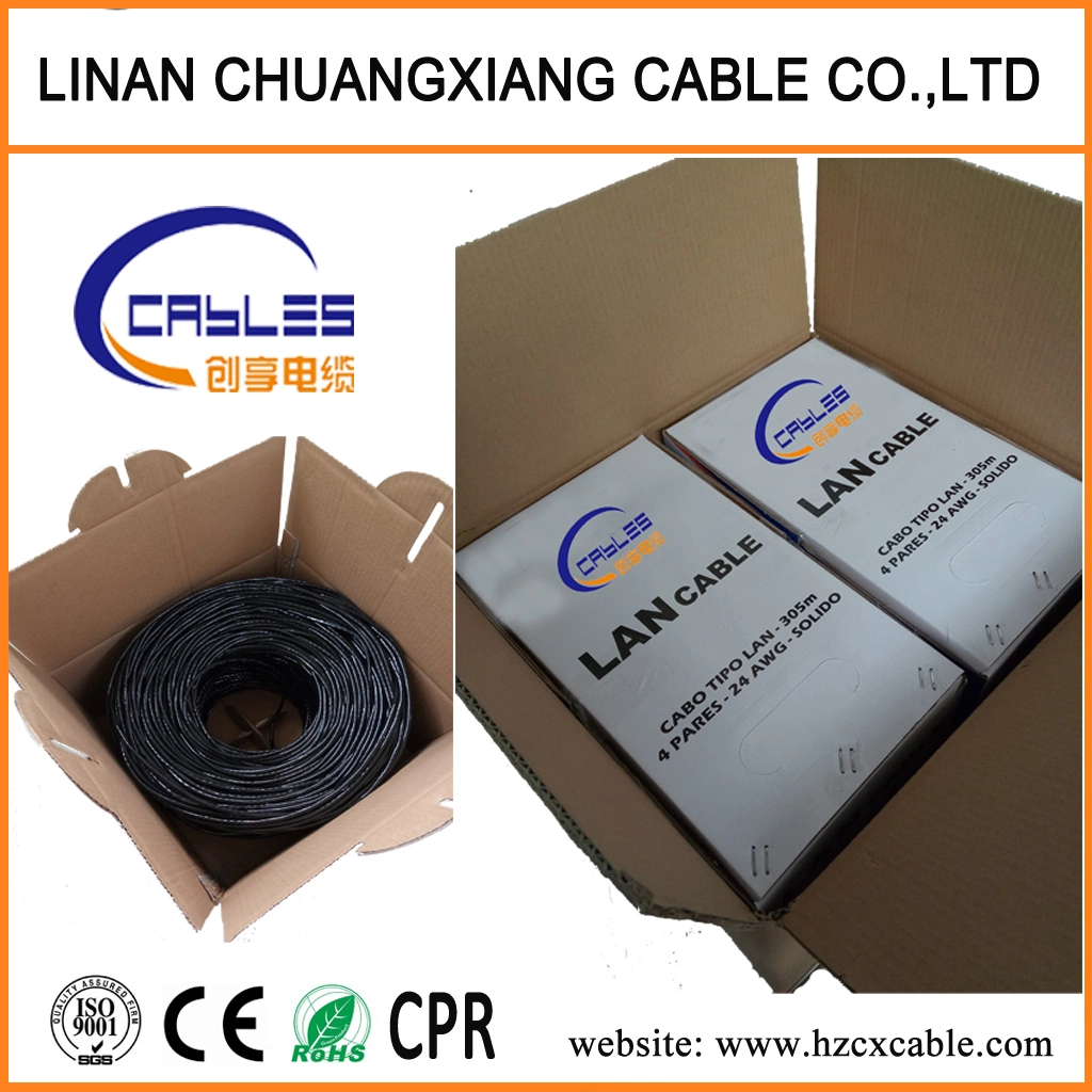 CPR de cable de red de comunicación aprobado Cat5e Cable LAN Cable LAN prueba Fluke Cable Cat5e hilo de cobre del cable de alimentación
