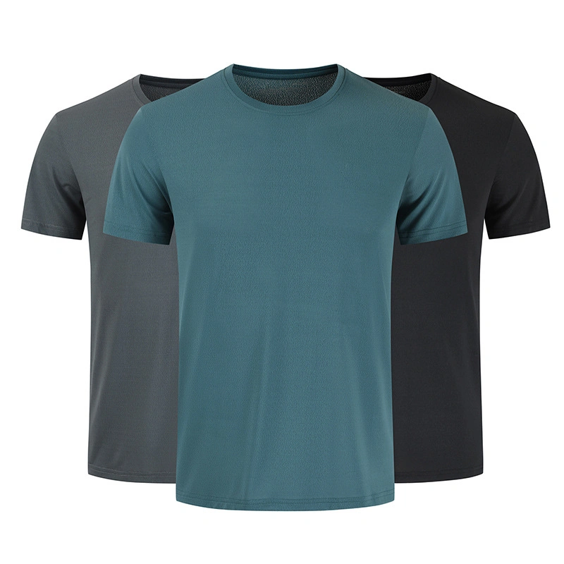 Los hombres pierden cuello redondo Camiseta transpirable Short-Sleeved Fitness Al Aire Libre Polo Shirt