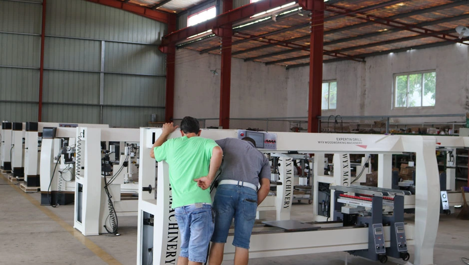 Fila de Tres husillos múltiples taladradora de mandrinado de madera para trabajar la madera