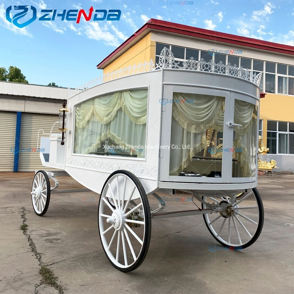 Electric Hearse/High quality/High cost performance White Funeral Car/Funeral Supplier Zhenda /Coffin Horse Carriage for Sale