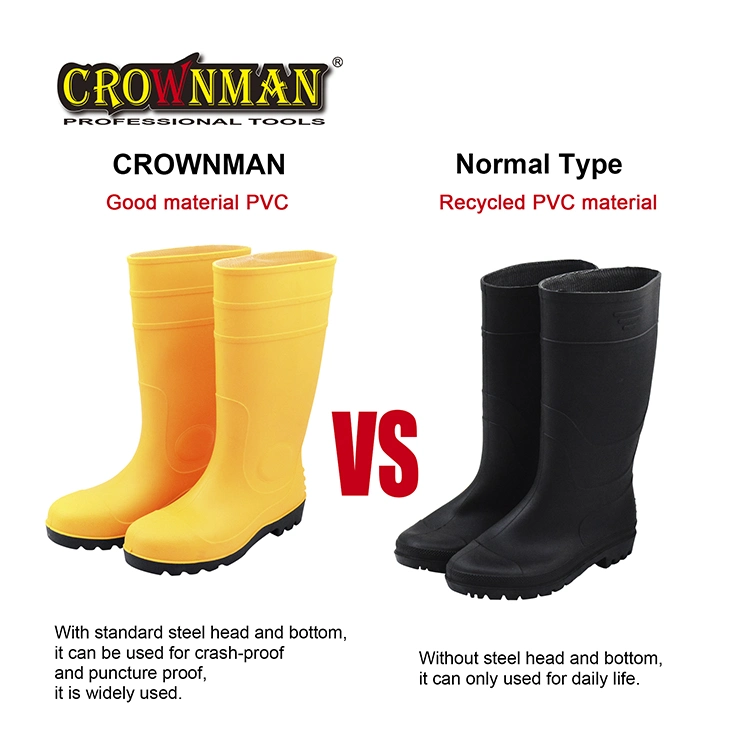 Crownman PPE, High quality/High cost performance  PVC Safety Rain Boots with New PVC Material