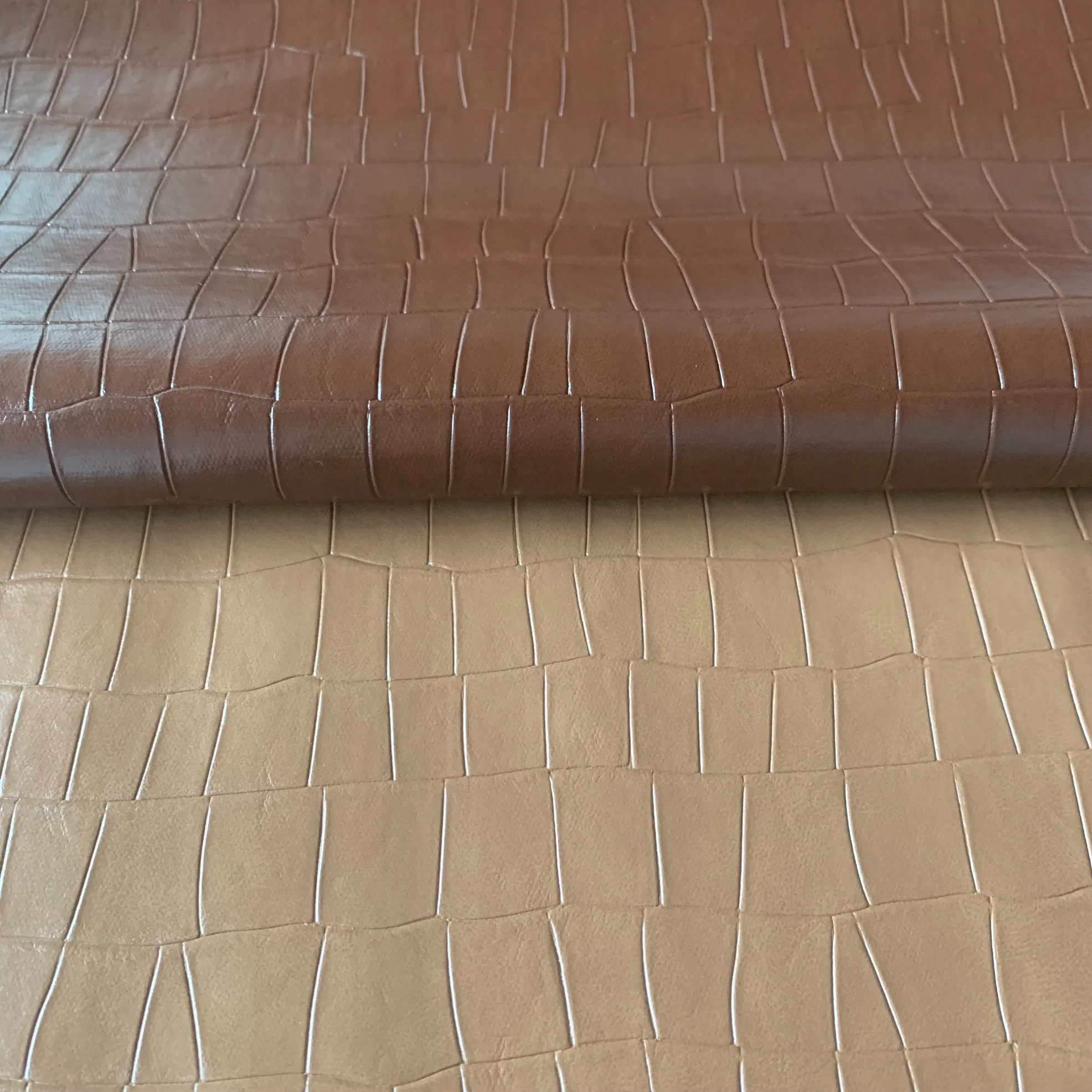 Custom Soft Sheep Pattern PVC Artificial Faux Synthetic Leather Fabric for Decoration