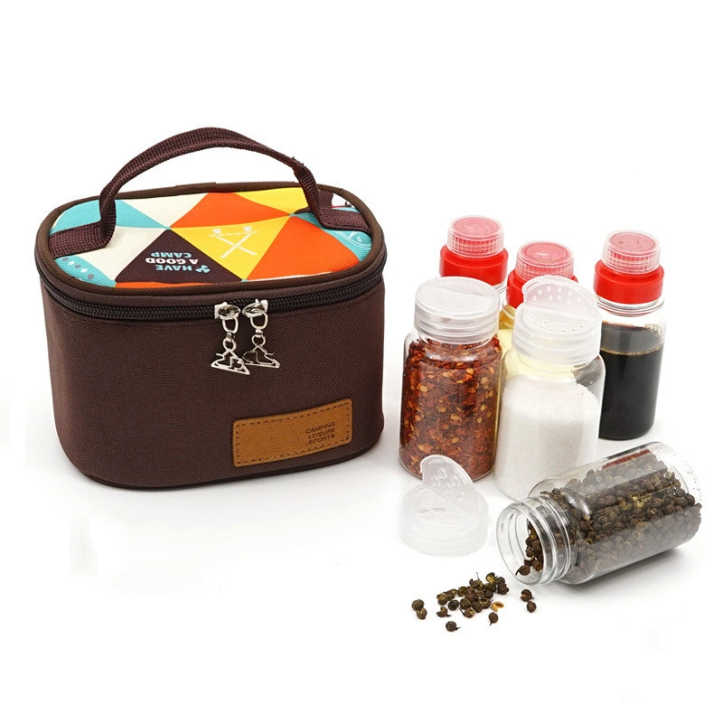 Kit d'épices Coffret 6 pièces Pet Portable salière et poivrière Camping Spice conteneurs avec un sac de stockage