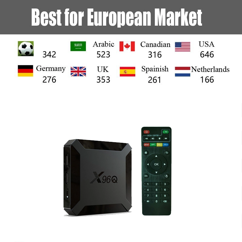 IPTV Box X96 Q Android 10 mit europäischen TV-Kanälen Aktivieren Sie Code 1 Jahre IPTV TV für alle über das Welt USA Arabisch Französisch Afrika Großbritannien Italien Spanien Portugal Box