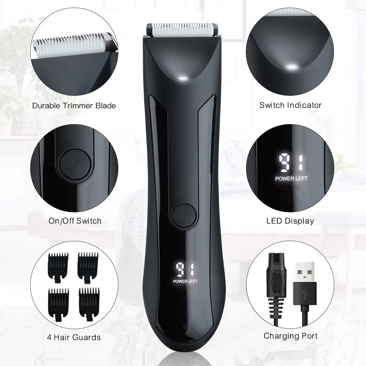 USB Waterproof Rechargeable Body Trimmer Groin Trimmer