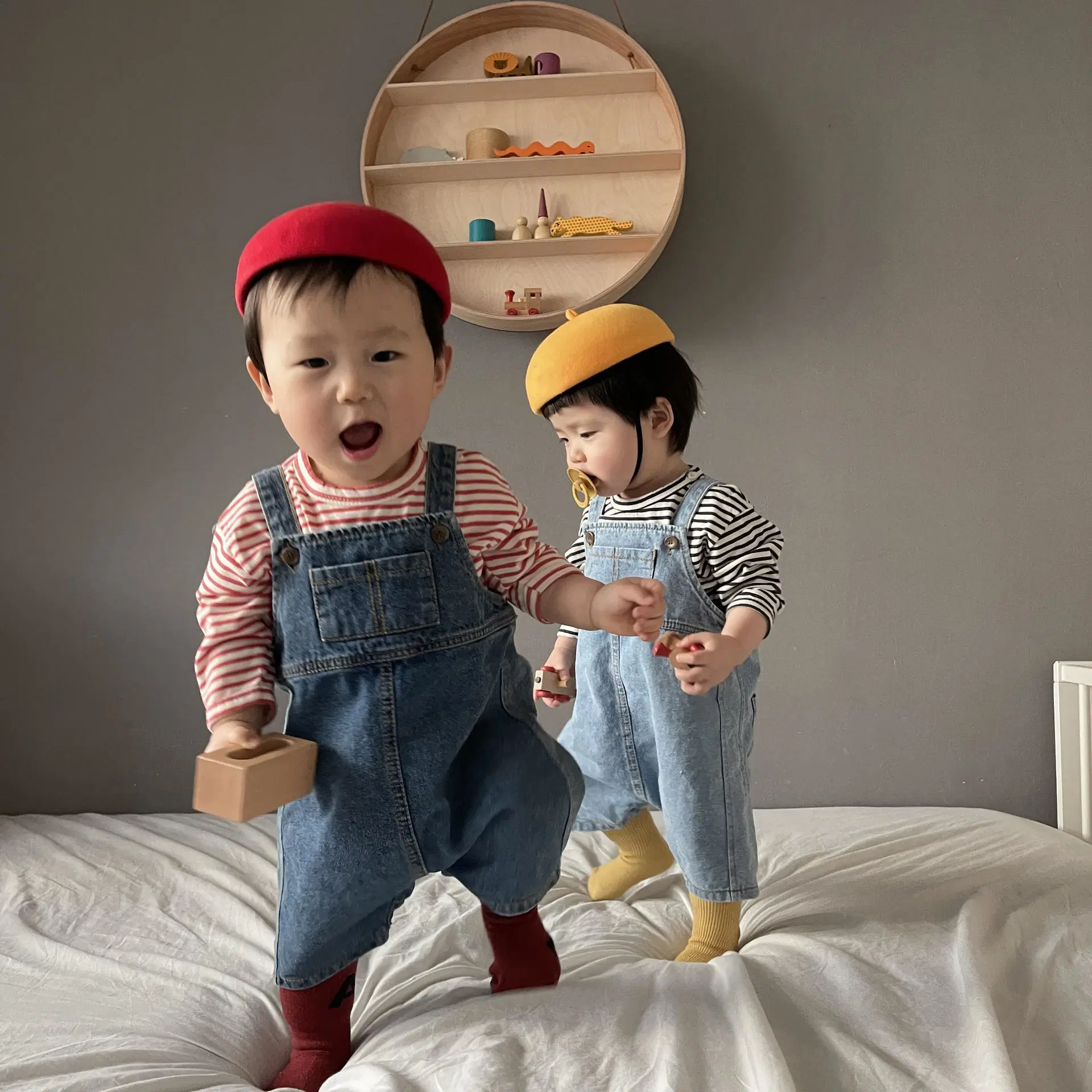 T-Shirt with Denim Overalls Baby Boy Kids Boutique Clothing Set